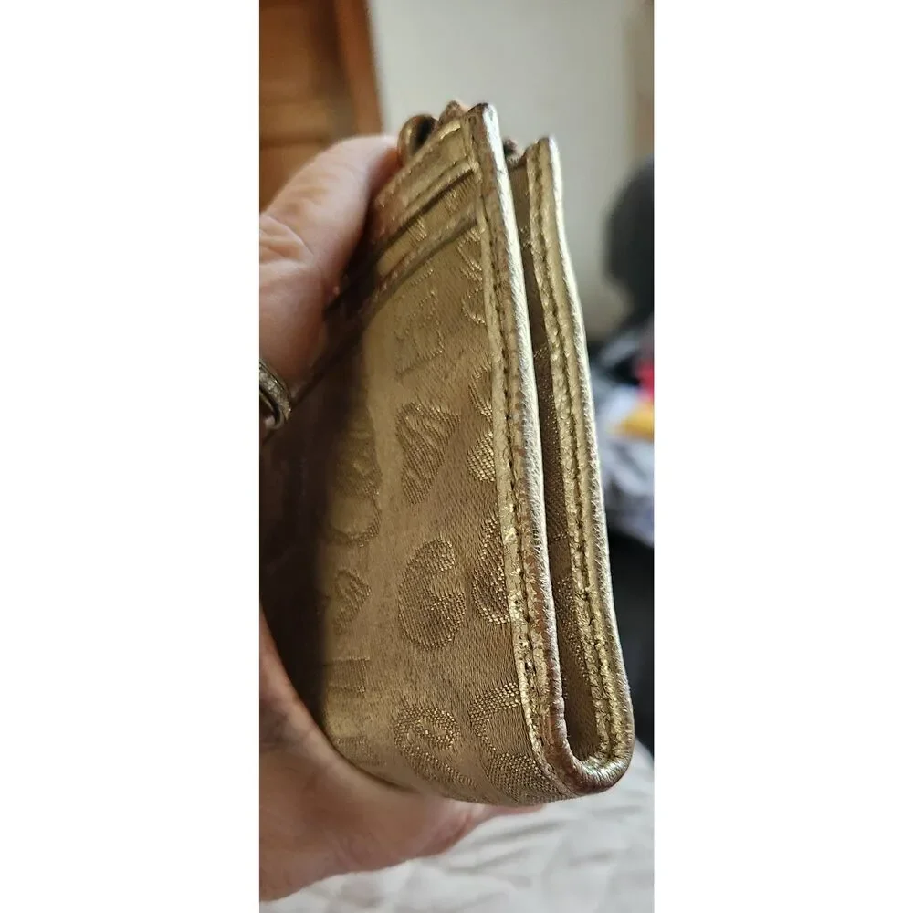 Coach Poppy Wristlet — Gold Silver and Khaki with lavender interior